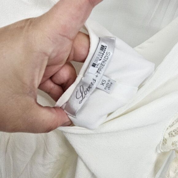 Lovers + Friends Freesia White Mini Dress Size XS Deep Back Lace Sleeves Ivory - Picture 7 of 7